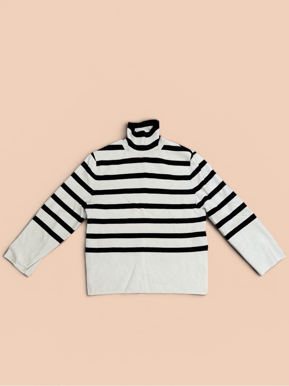 Cream Striped Turtleneck Jumper